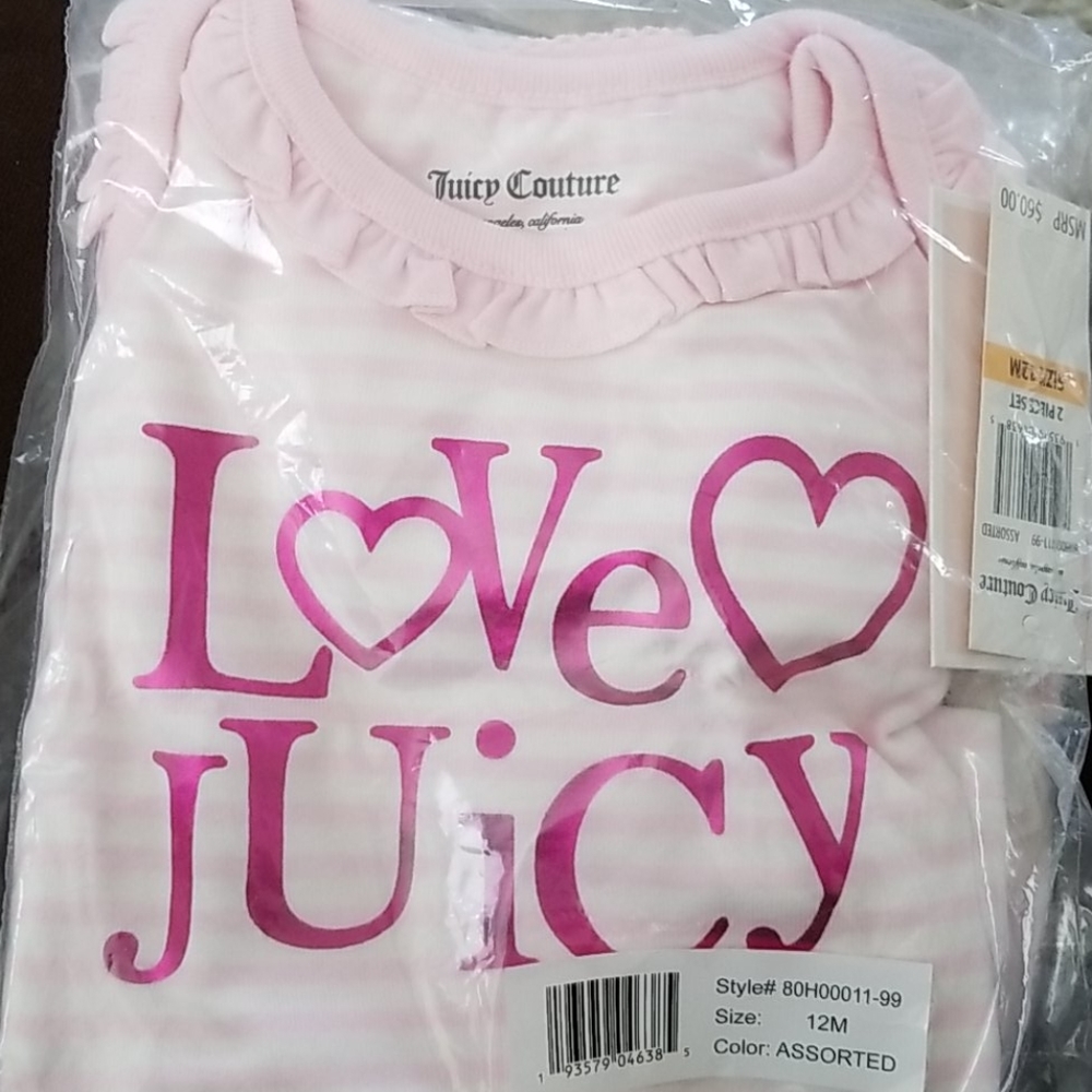 NEW Juicy Couture Pink 2 Piece Pant Set Size 12M - Picture 4 of 8